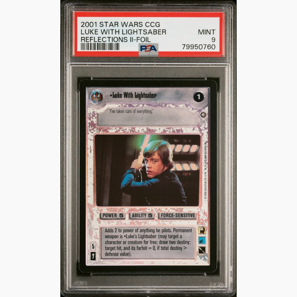FOIL PSA 9 - 2001 Star Wars CCG - Luke With Lightsaber - Reflections II