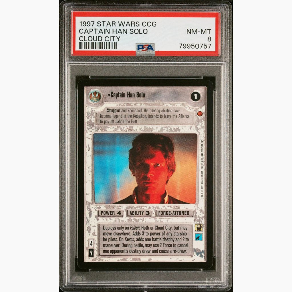 PSA 8 - 1997 Star Wars CCG - Captain Han Solo - Cloud City - 2 Available
