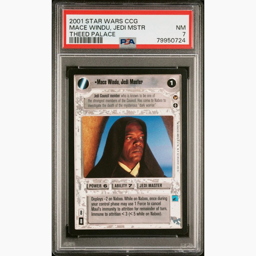PSA 7 - 2001 Star Wars CCG - Windu, Jedi Master - Theed Palace Mace