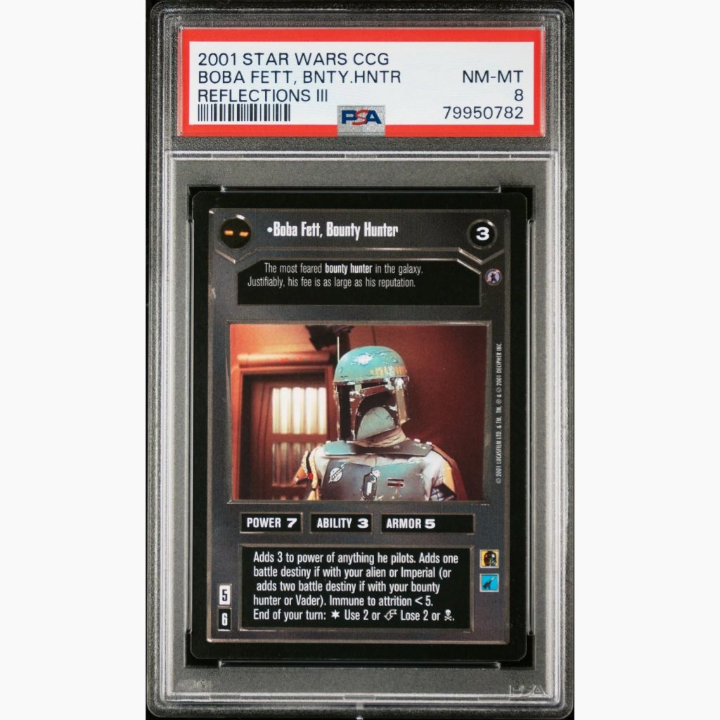 PSA 8 - 2001 Star Wars CCG - Boba Fett, Bounty Hunter - Reflections III