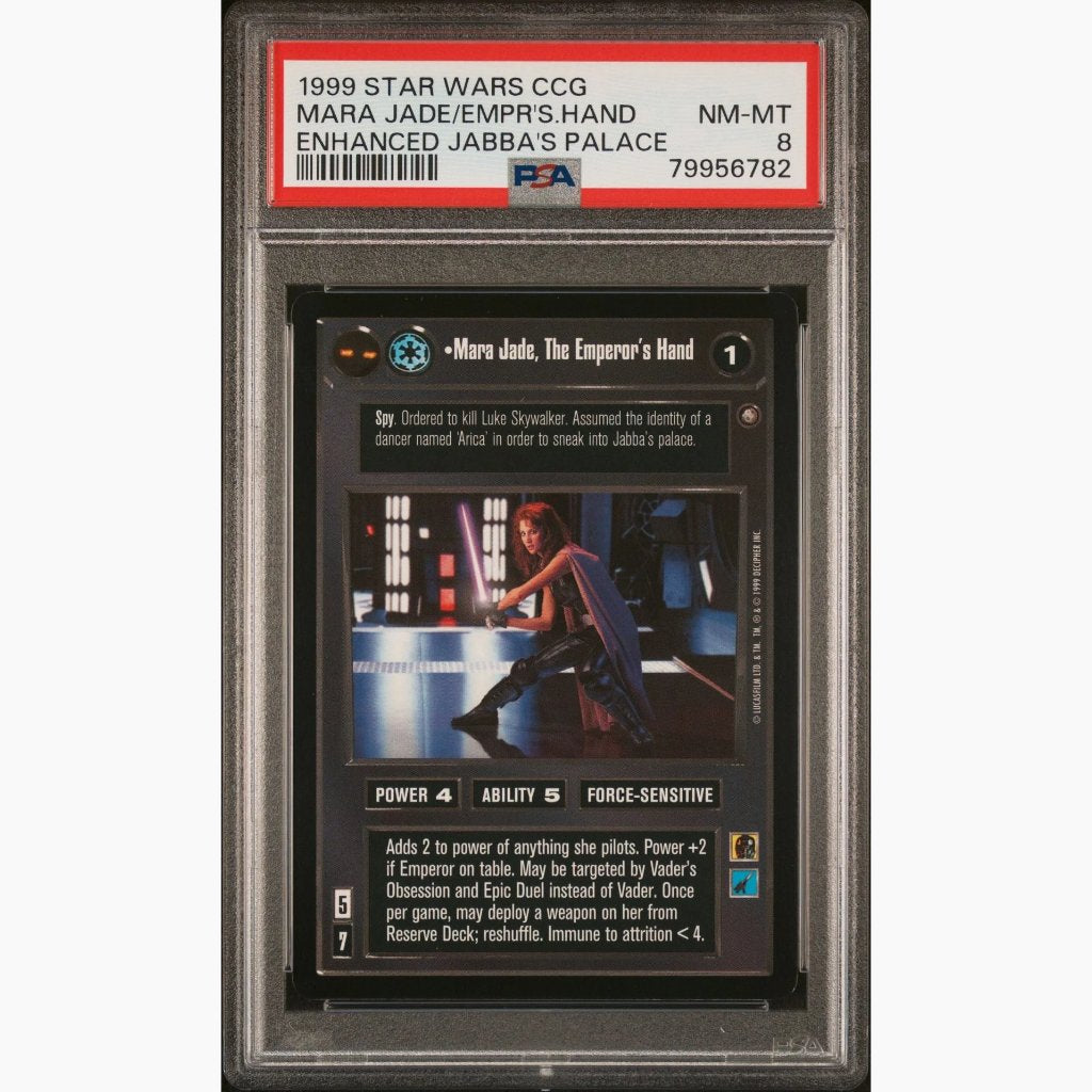 PSA 8 - 1999 Star Wars CCG - Mara Jade, The Emperor's Hand - Enhanced Jabba's Palace