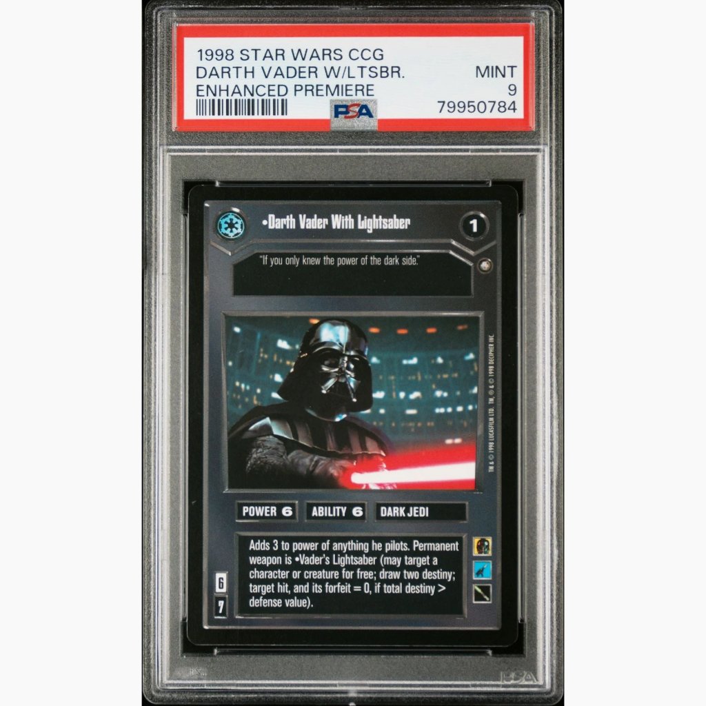 PSA 9 Only 1 Graded Higher - 1998 Star Wars CCG - Darth Vader With Lightsaber - Enhanced Premiere