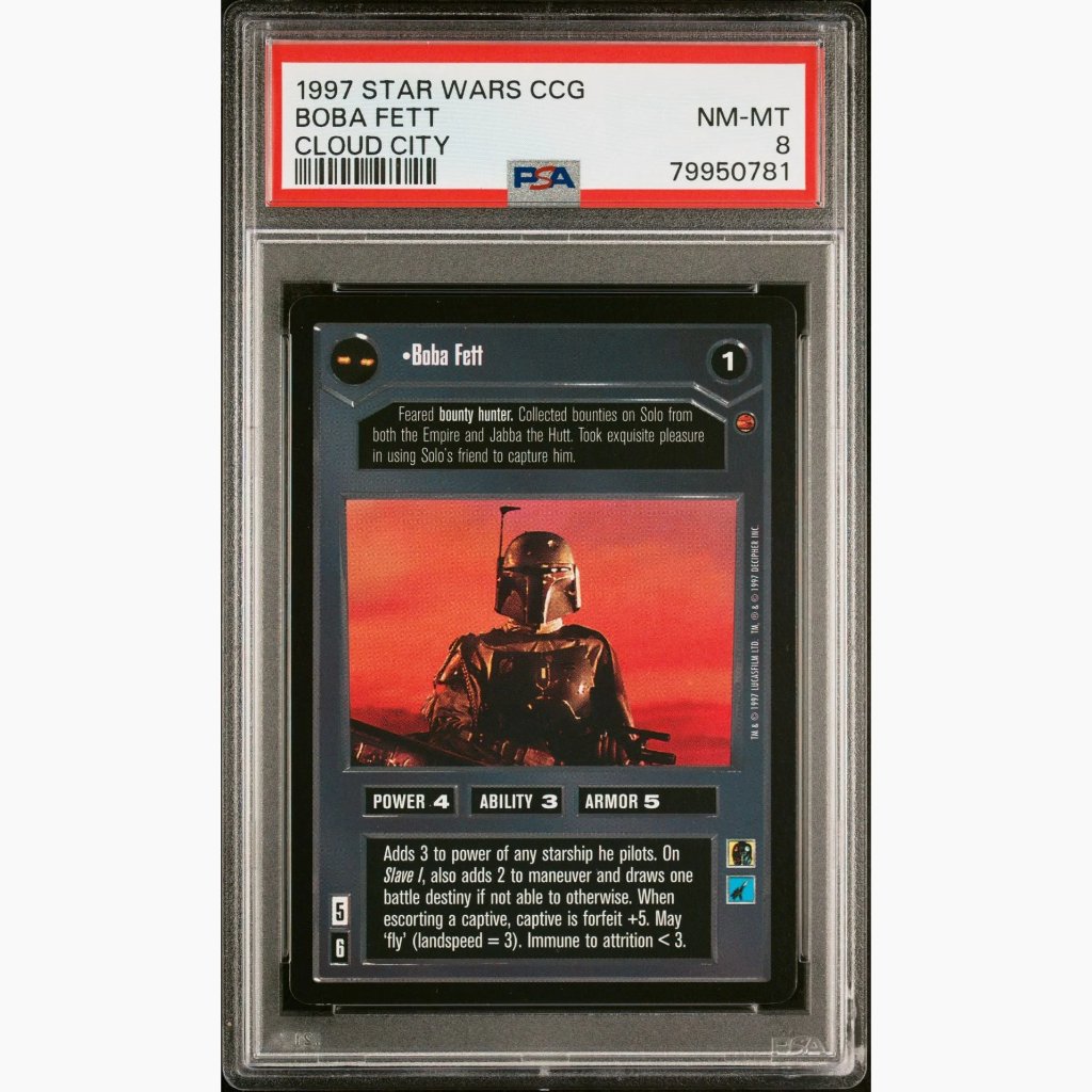 PSA 8 - 1997 Star Wars CCG - Boba Fett - Cloud City