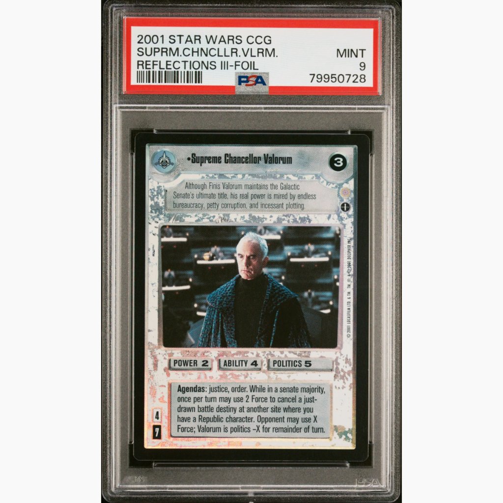 FOIL PSA 9 Only One Graded Higher - 2001 Star Wars CCG - Supreme Chancellor Valorum - Reflections III
