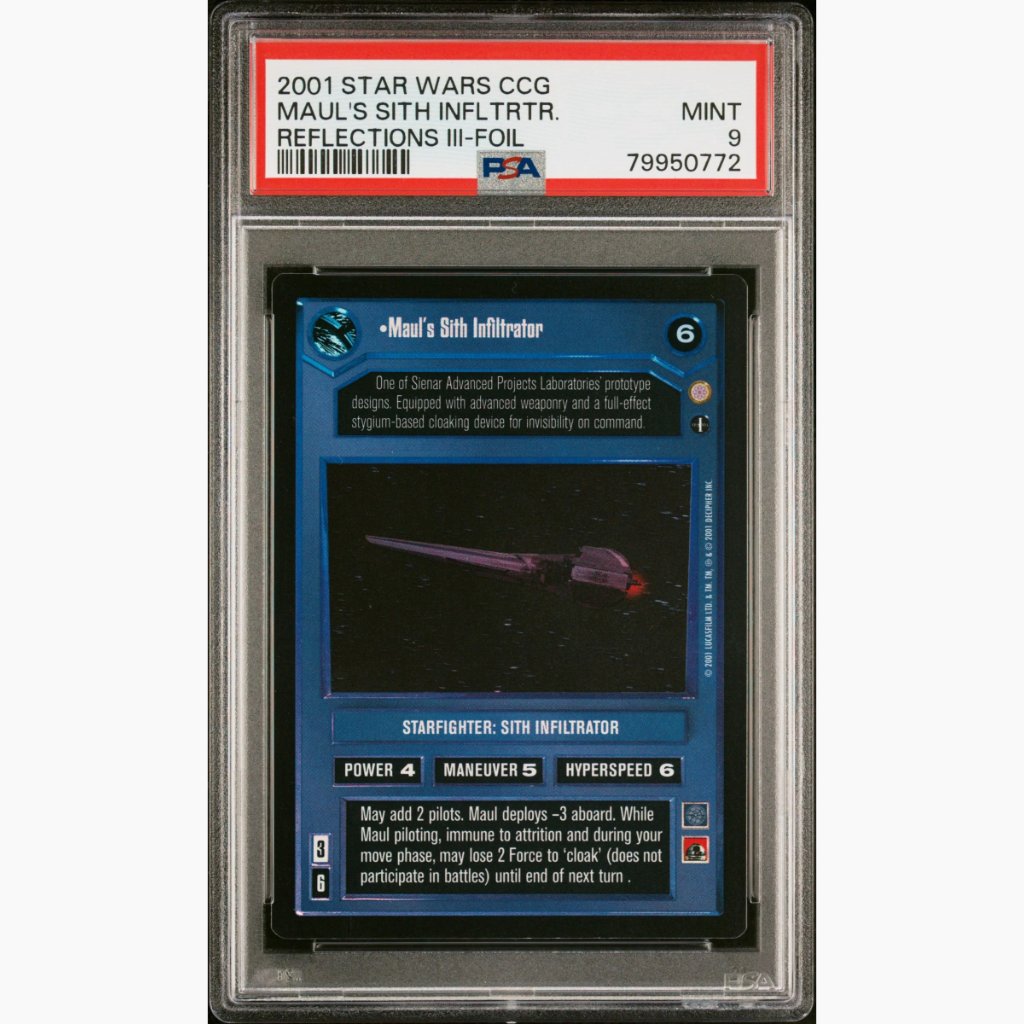 FOIL PSA 9 None Graded Higher - 2001 Star Wars CCG - Maul's Sith Infiltrator - Reflections III