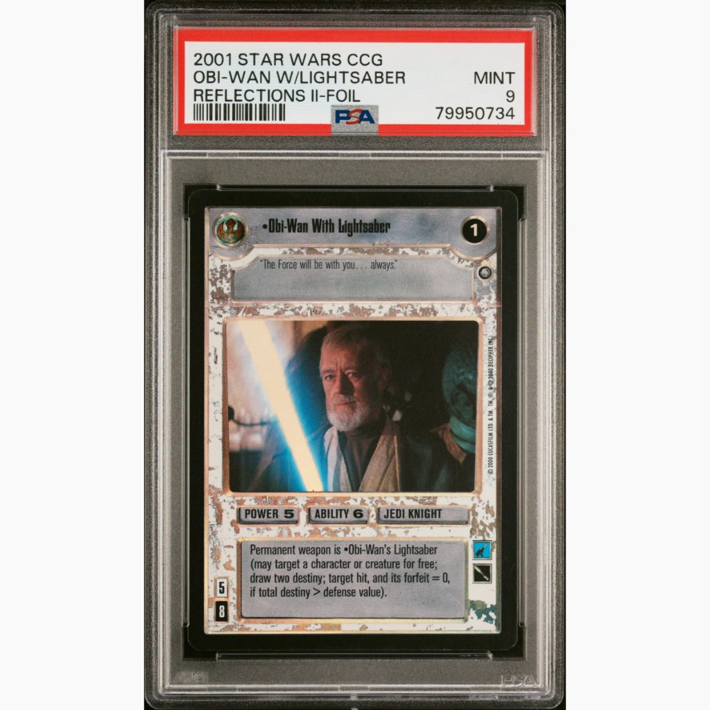 FOIL PSA 9 None Graded Higher - 2001 Star Wars CCG - Obi-Wan With Lightsaber - Reflections II