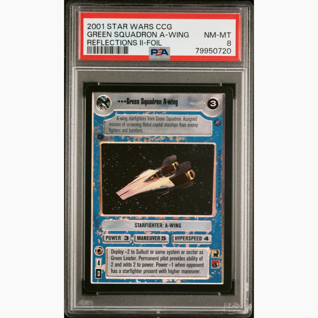 FOIL PSA 8 Pop of 1 None Graded Higher - 2001 Star Wars CCG - Green Squadron A-Wing - Reflections II