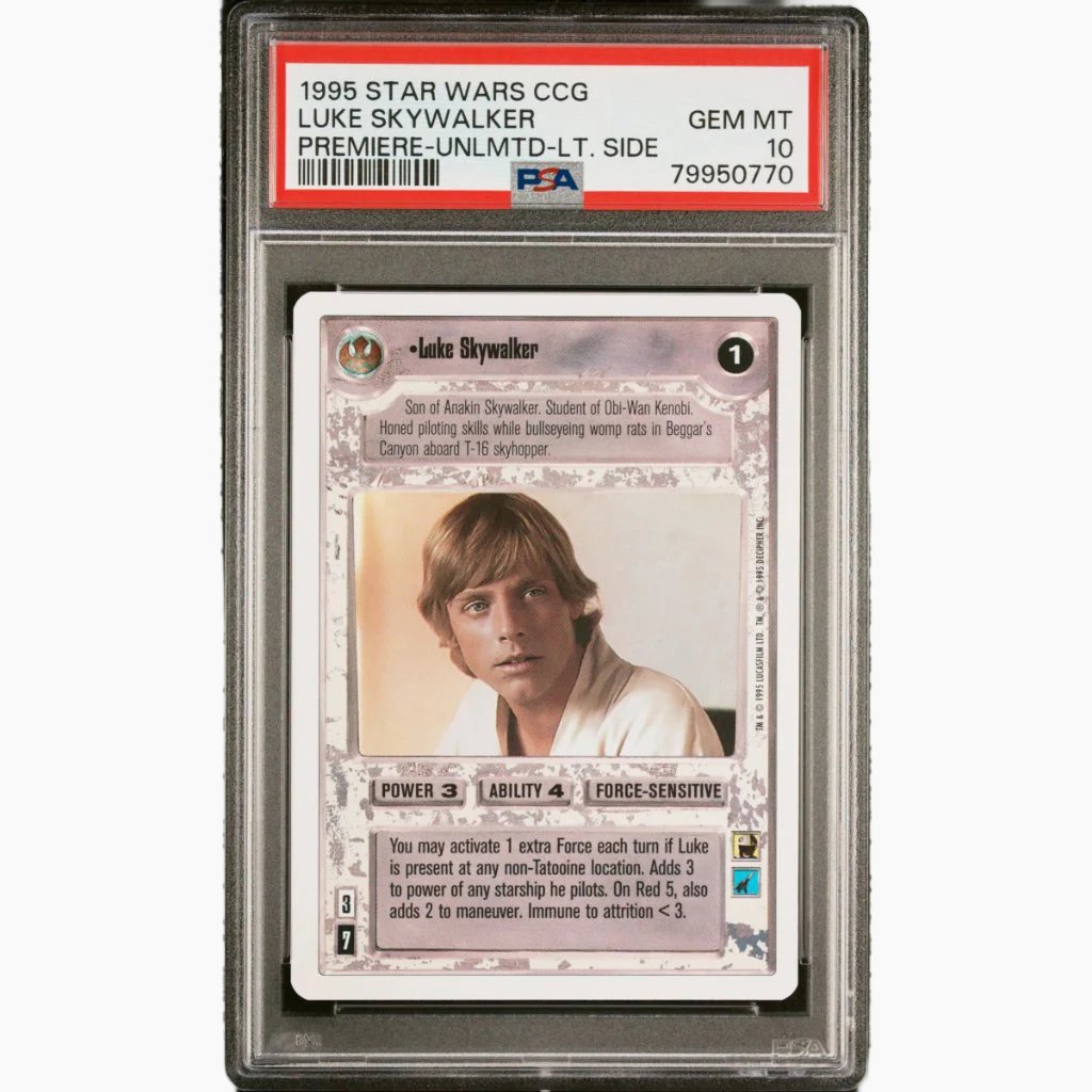 PSA 10 - 1995 Star Wars CCG - Luke Skywalker - Premiere Unlimited Light Side (White Border)