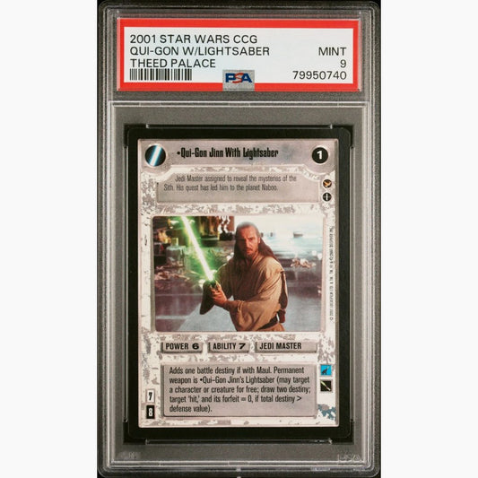 PSA 9 Only 4 Graded Higher - 2001 Star Wars CCG - Qui-Gon Jinn With Lightsaber - Theed Palace