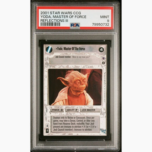 PSA 9 Only 3 Graded Higher - 2001 Star Wars CCG - Yoda, Master Of The Force - Reflections III