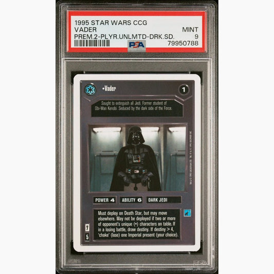 PSA 9 Only 3 Graded Higher - 1995 Star Wars CCG - Vader - Premiere 2-Player Unlimited-Dark Side