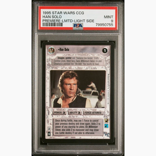 PSA 9 Only 3 Graded Higher - 1995 Star Wars CCG - Han Solo - Premiere Limited